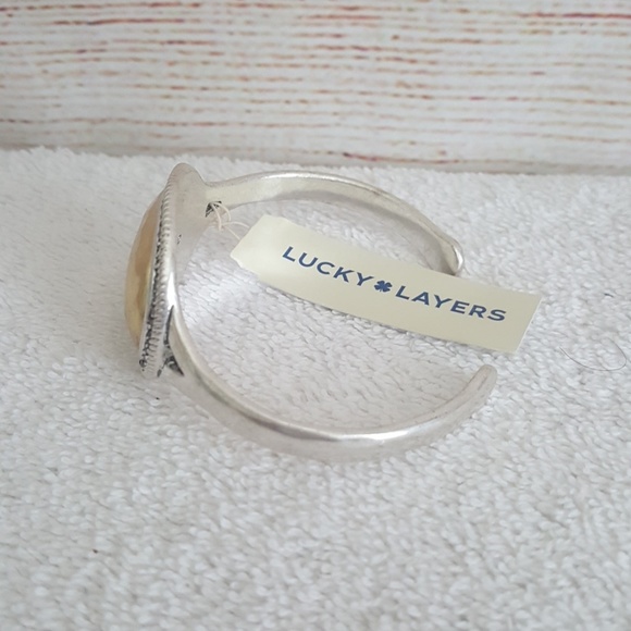 New Lucky Brand Two Tone Pave Cuff Bracelet - Picture 2 of 5